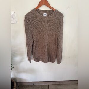 ZARA Women’s Crewneck Sweater in Taupe Brown